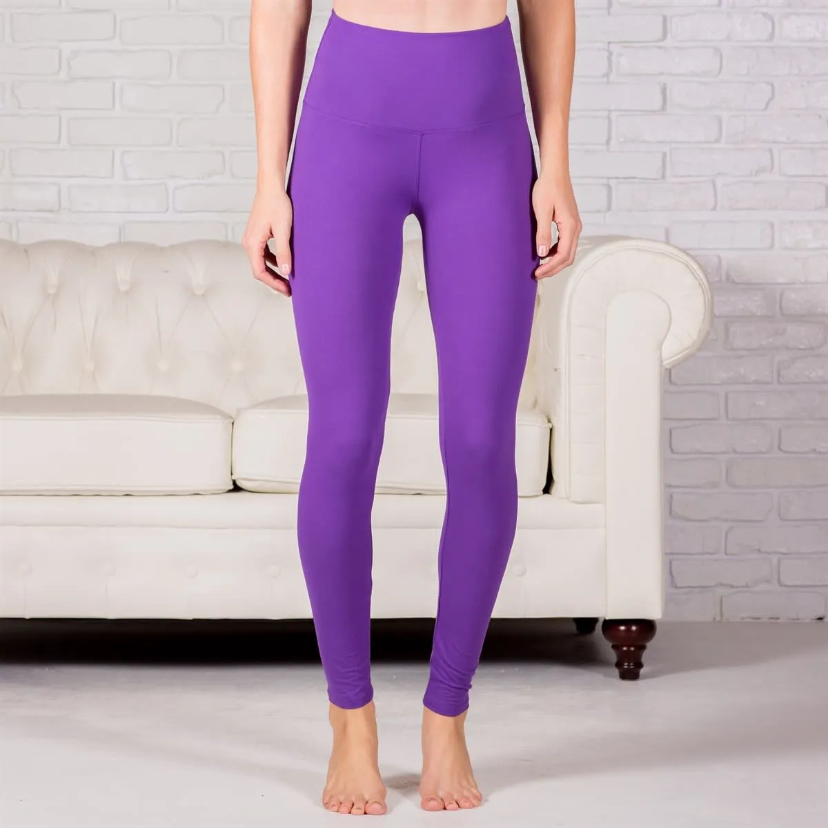 Solid Color Yoga Band Leggings