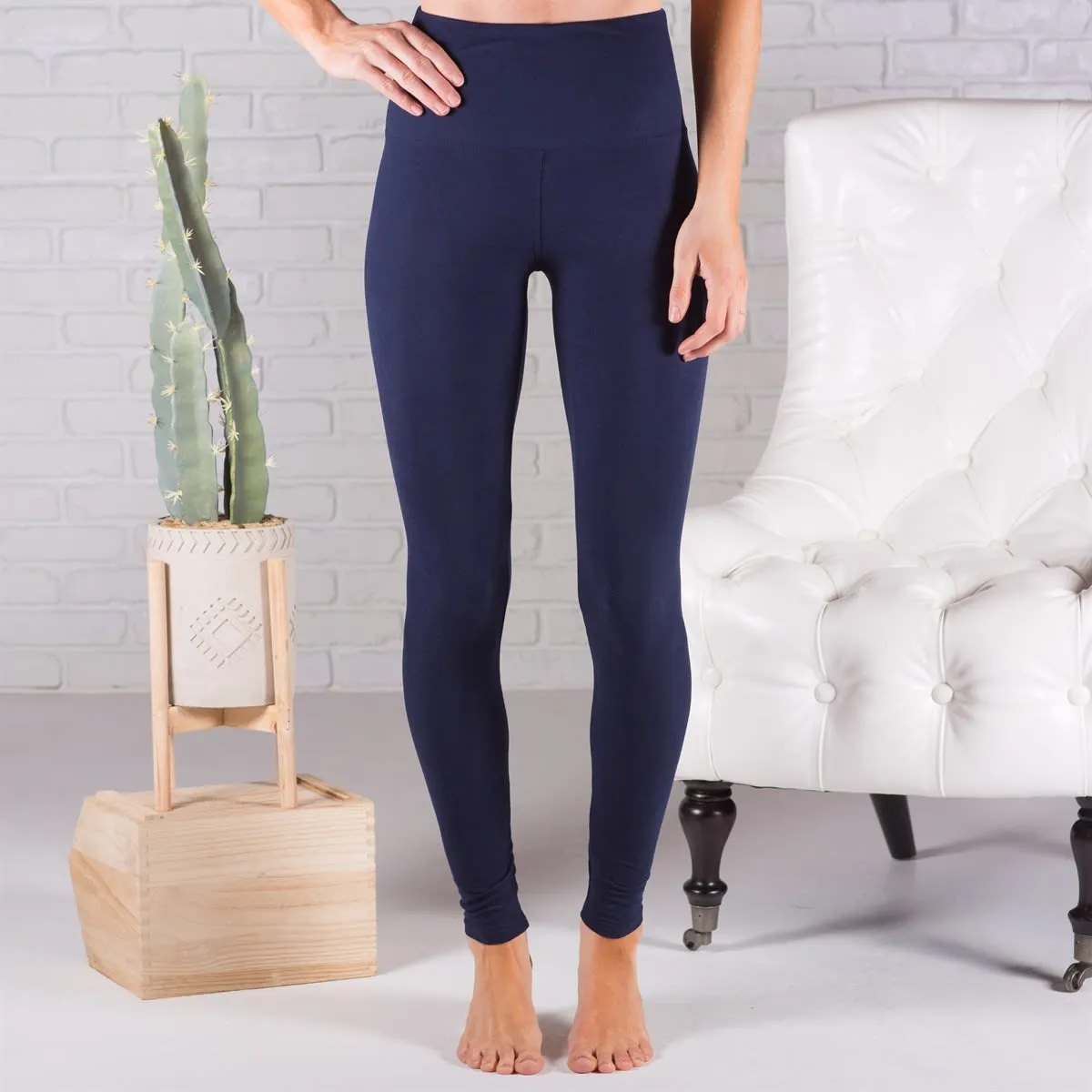 Solid Color Yoga Band Leggings