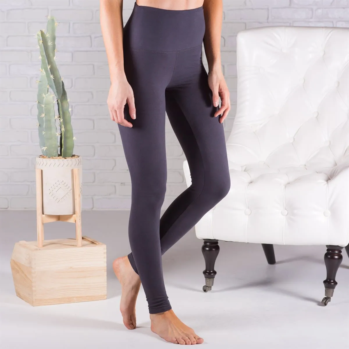 Solid Color Yoga Band Leggings