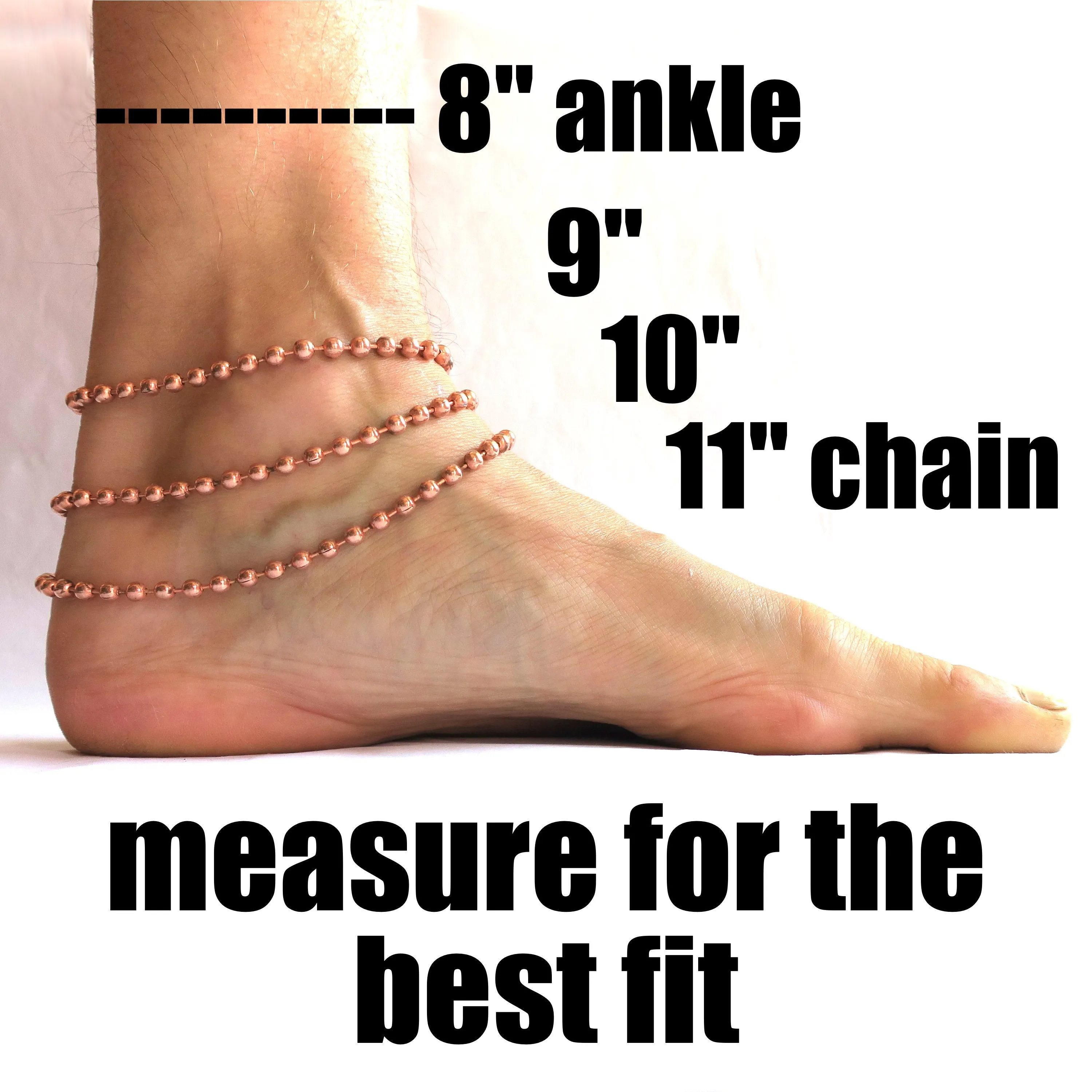 Solid Copper Anklet Set Celtic Scroll Chain Ankle Bracelets Set AC66S Adjustable Medium Copper Scroll Chain Anklet Set of 2