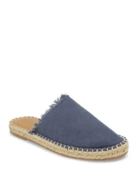 SPLENDID Womens Navy Espadrille Frayed Padded Jaycee Round Toe Slip On Mules M