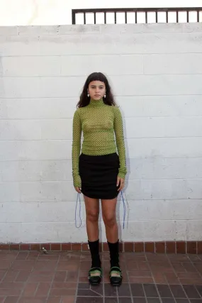 Split Turtleneck - Kiwi/Eggplant