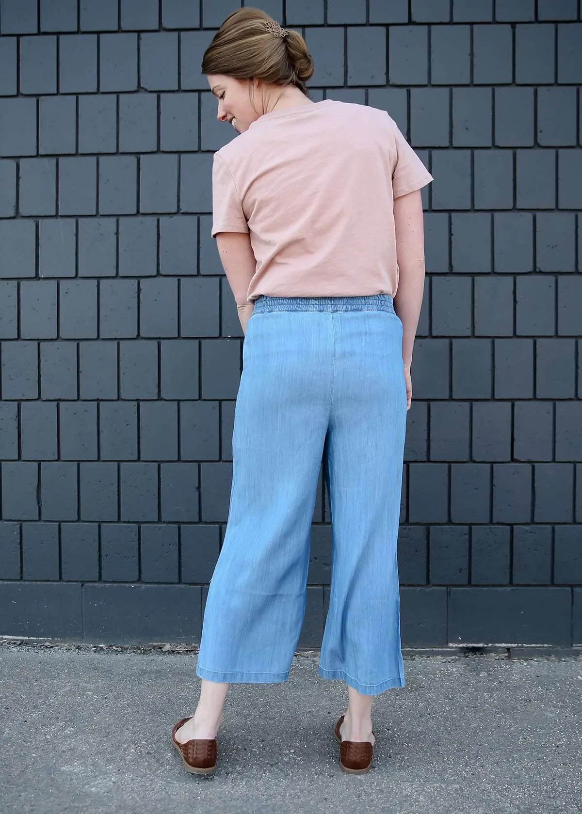 Stretch Self Tie Denim Culottes-FINAL SALE