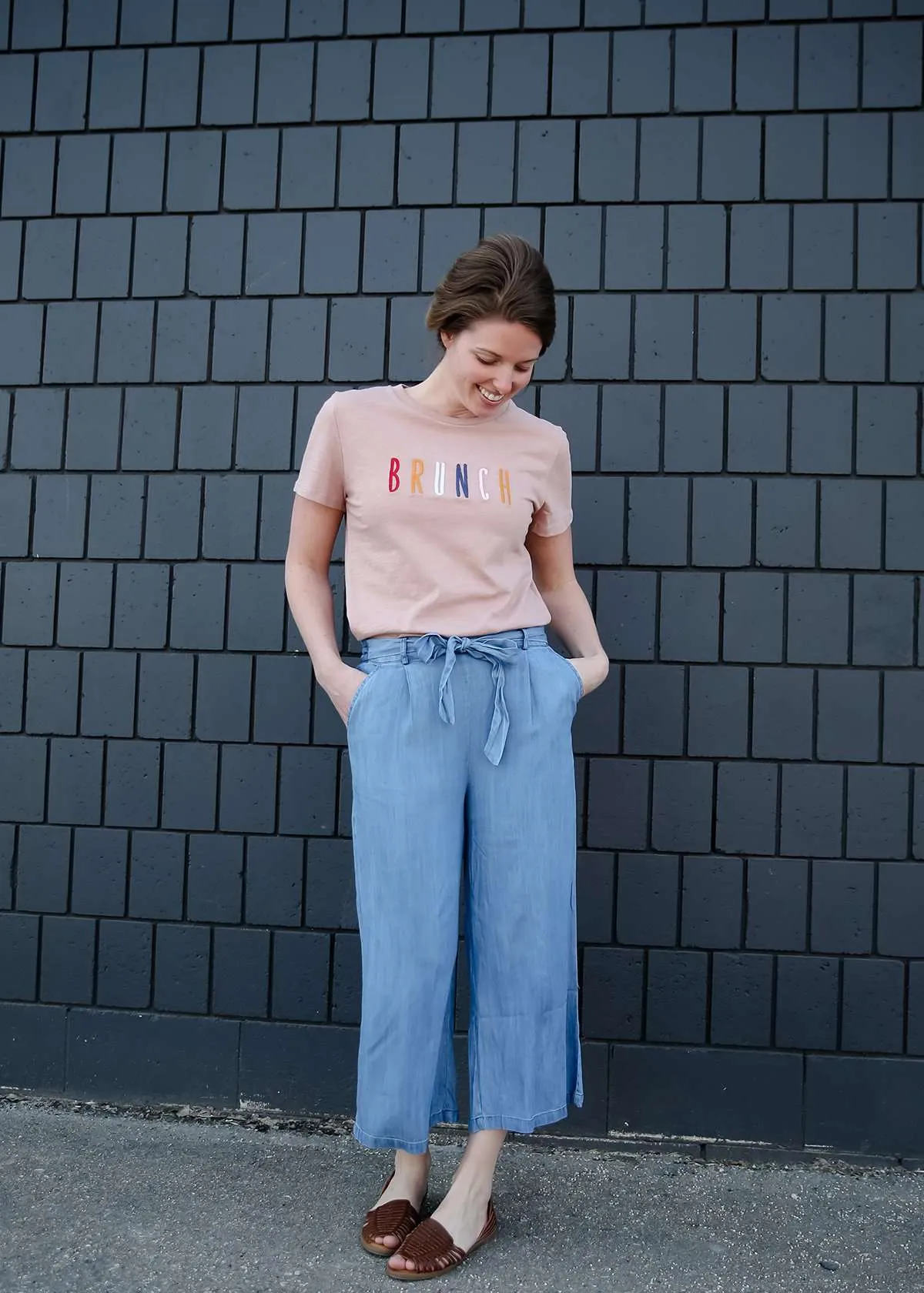 Stretch Self Tie Denim Culottes-FINAL SALE