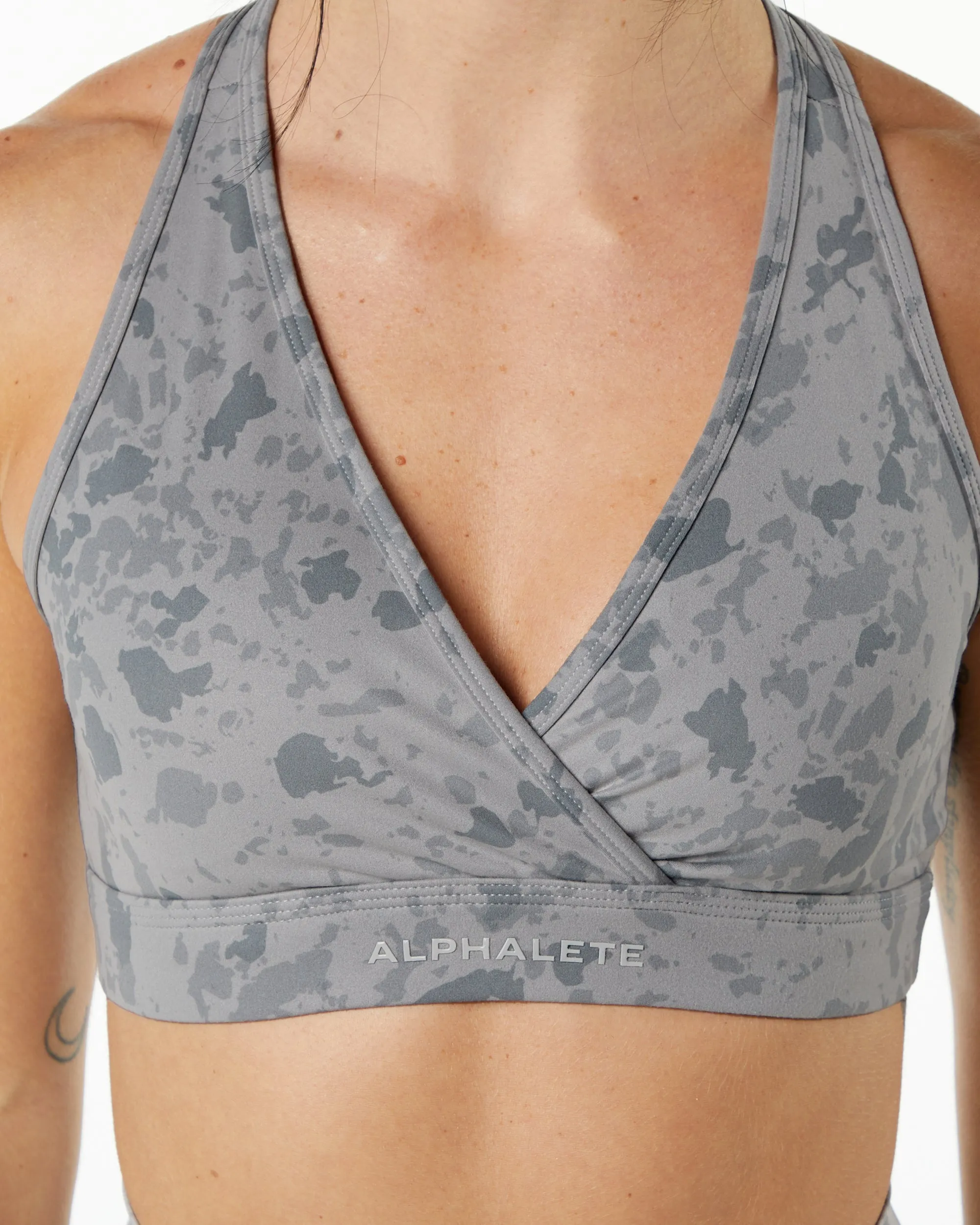 Surface Wrap Bra - Pebble Print Stone Grey