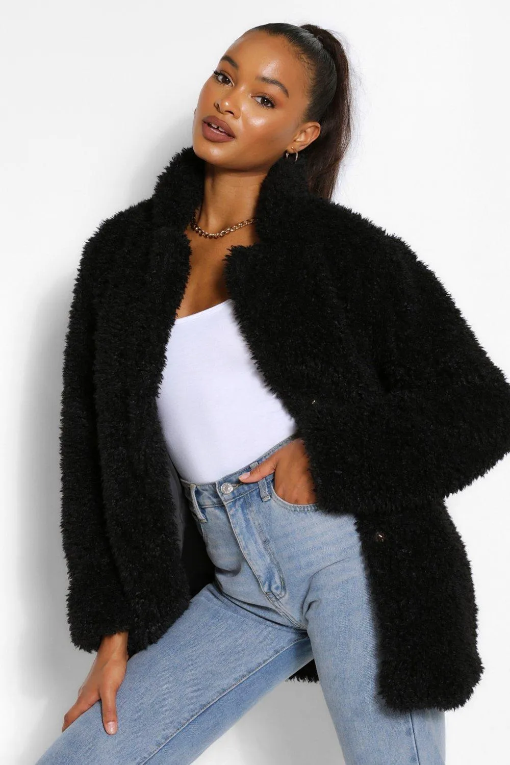 Tall Oversized Faux Fur Shaggy Coat