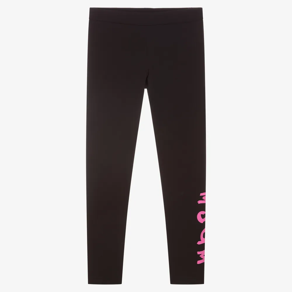 Teen Girls Black Logo Leggings