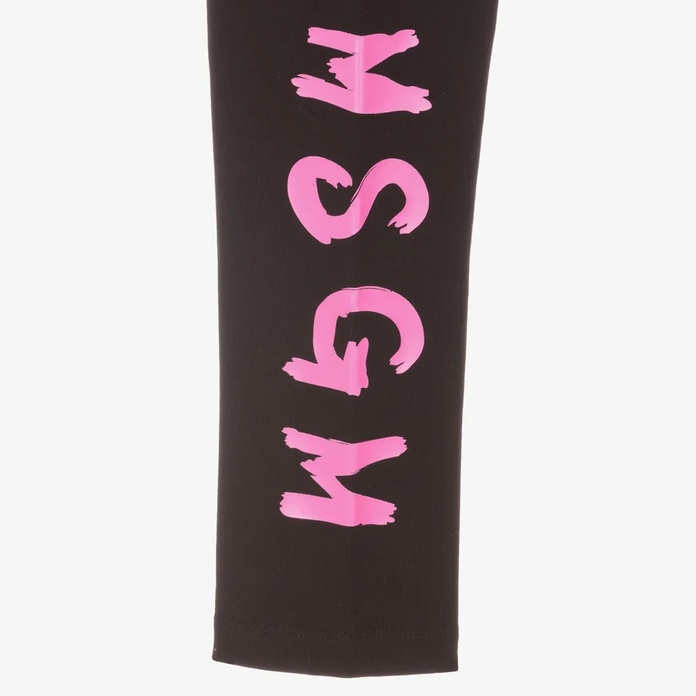 Teen Girls Black Logo Leggings