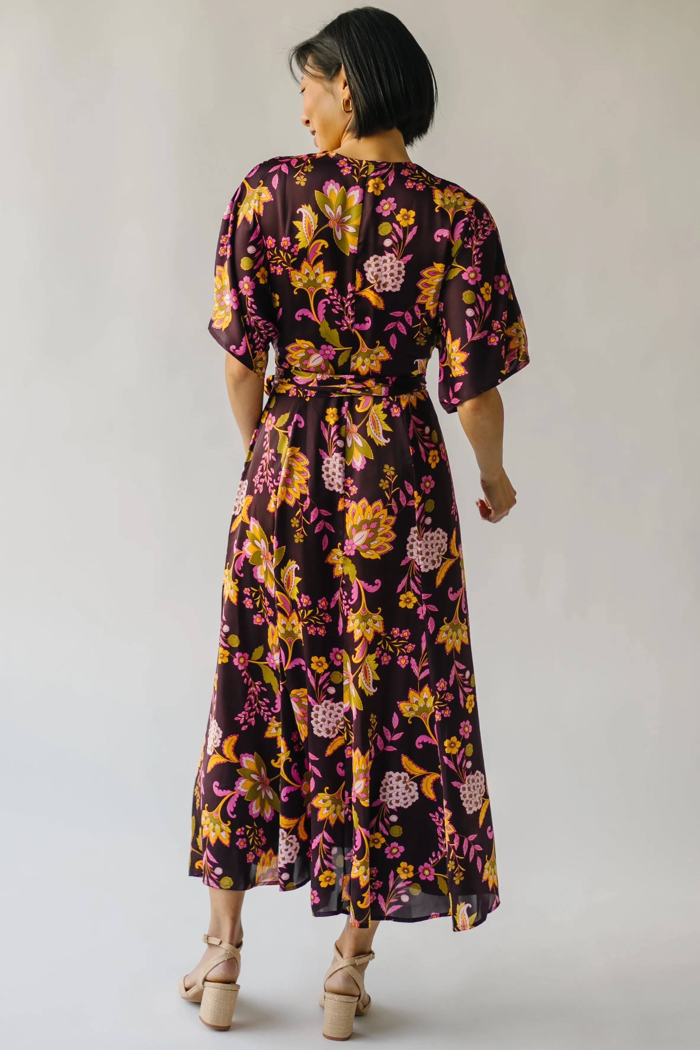 The Bulloch Wrap Midi Dress in Fig Blossom