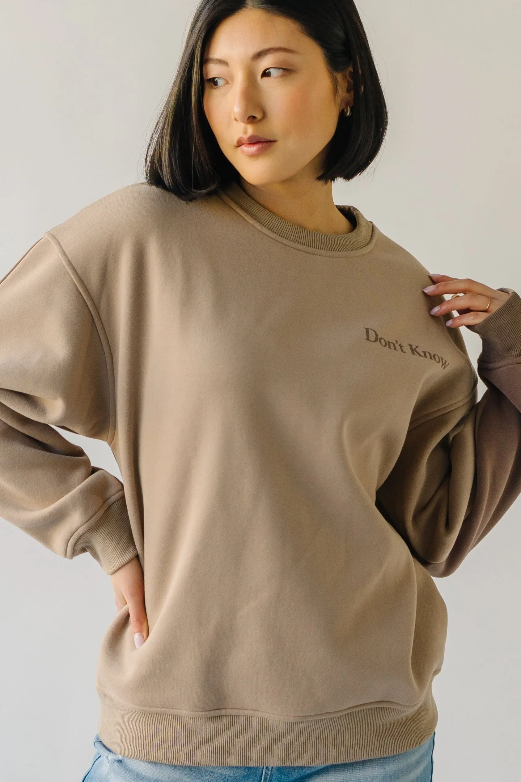 The Don't Know, Don't Care Pullover in Taupe