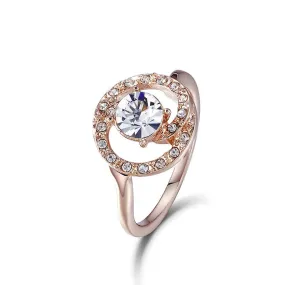 The golden little white crystal ring