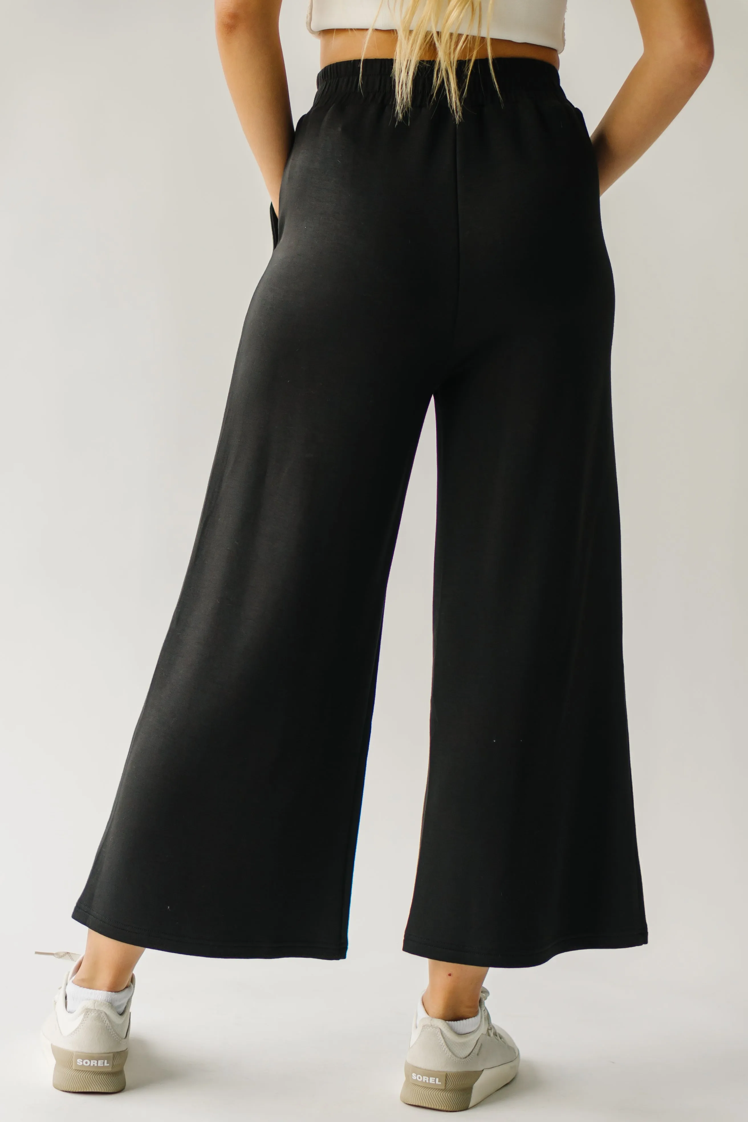 The Hallman Cropped Wide Leg Pant in Black