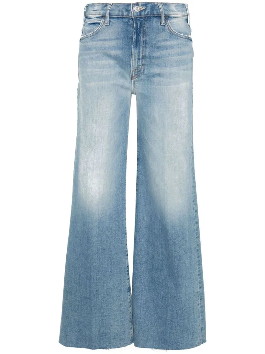 THE HUSTLER ROLLER FRAY MID-RISE WIDE-LEG JEANS