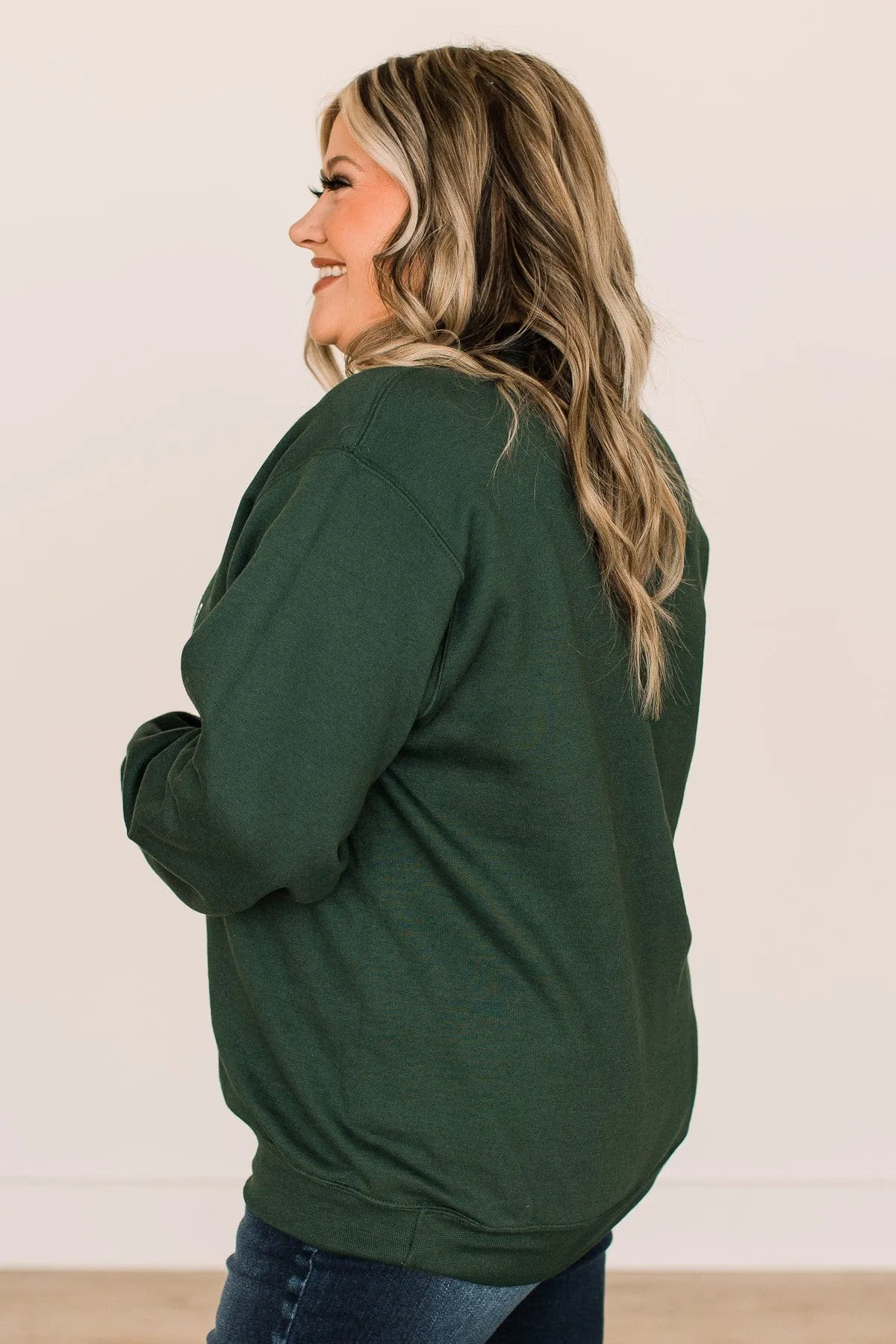 The Naughty List Crew Neck Pullover- Forest Green