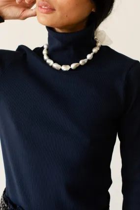 The Rib Turtleneck - Navy