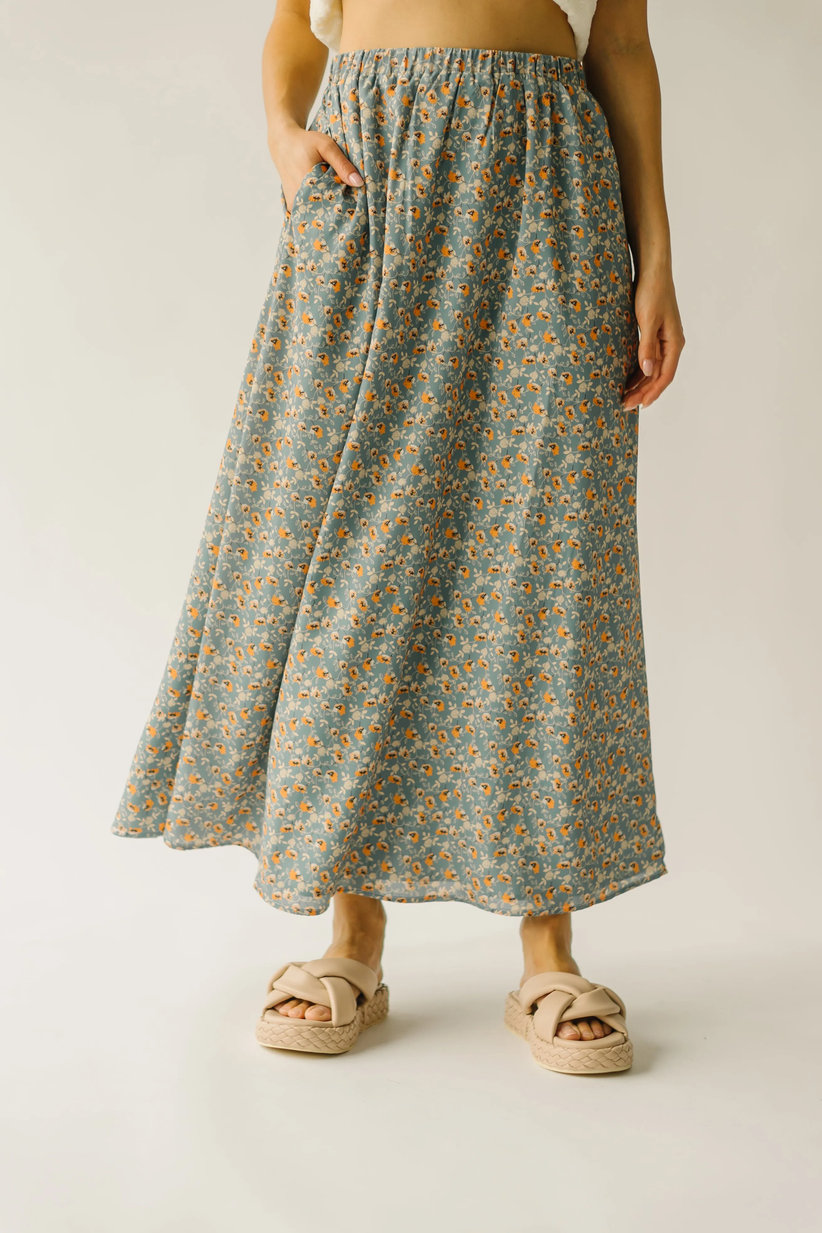 The Sargent Slip Skirt in Marigold Blossom