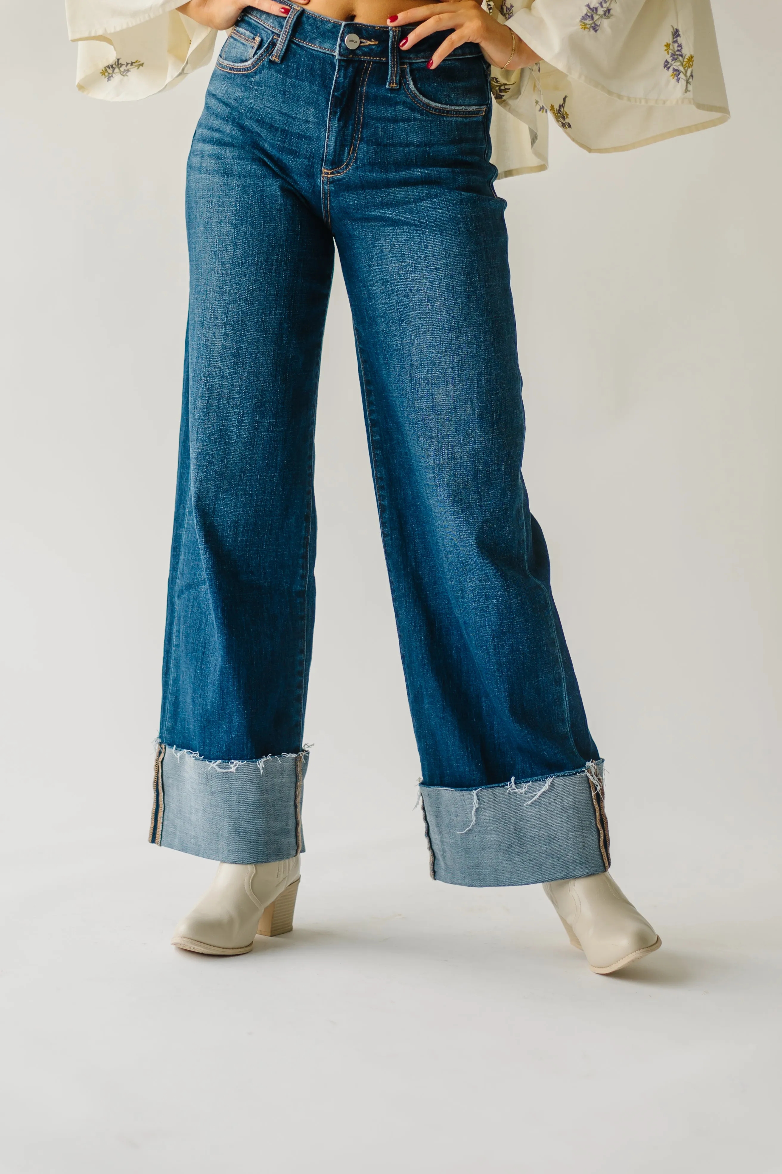 The Zena High Rise Wide Leg Jean in Dark Blue