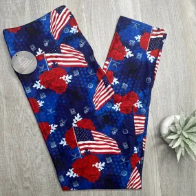 Tribute to Heroes Leggings - Soft Brushed Fabric for Comfort - Versatile Year-Round Patriotic Legwear