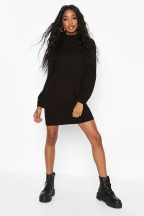 Turtleneck Blouson Sleeve Sweater Dress