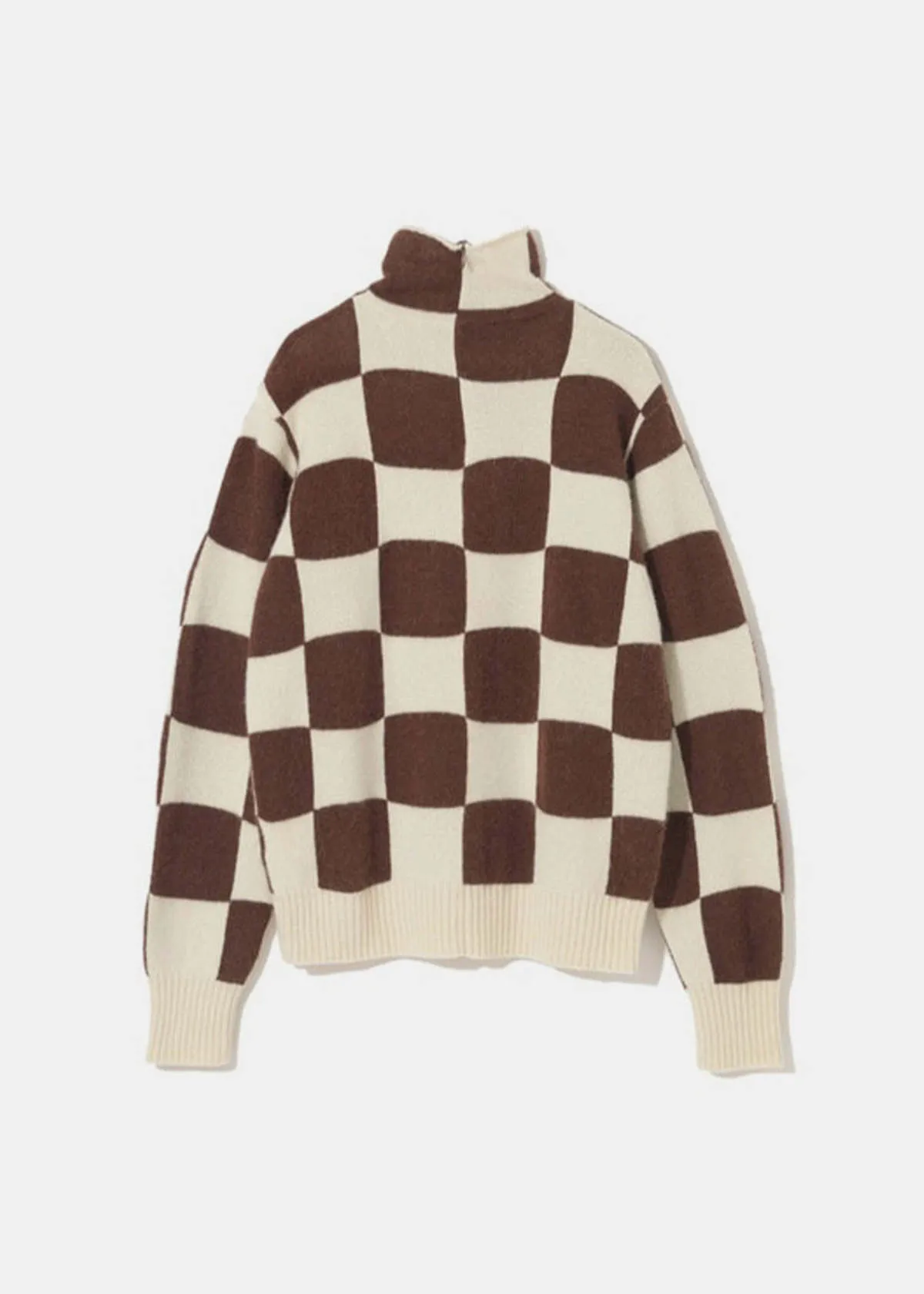 Turtleneck Sweater - Brown/White Check