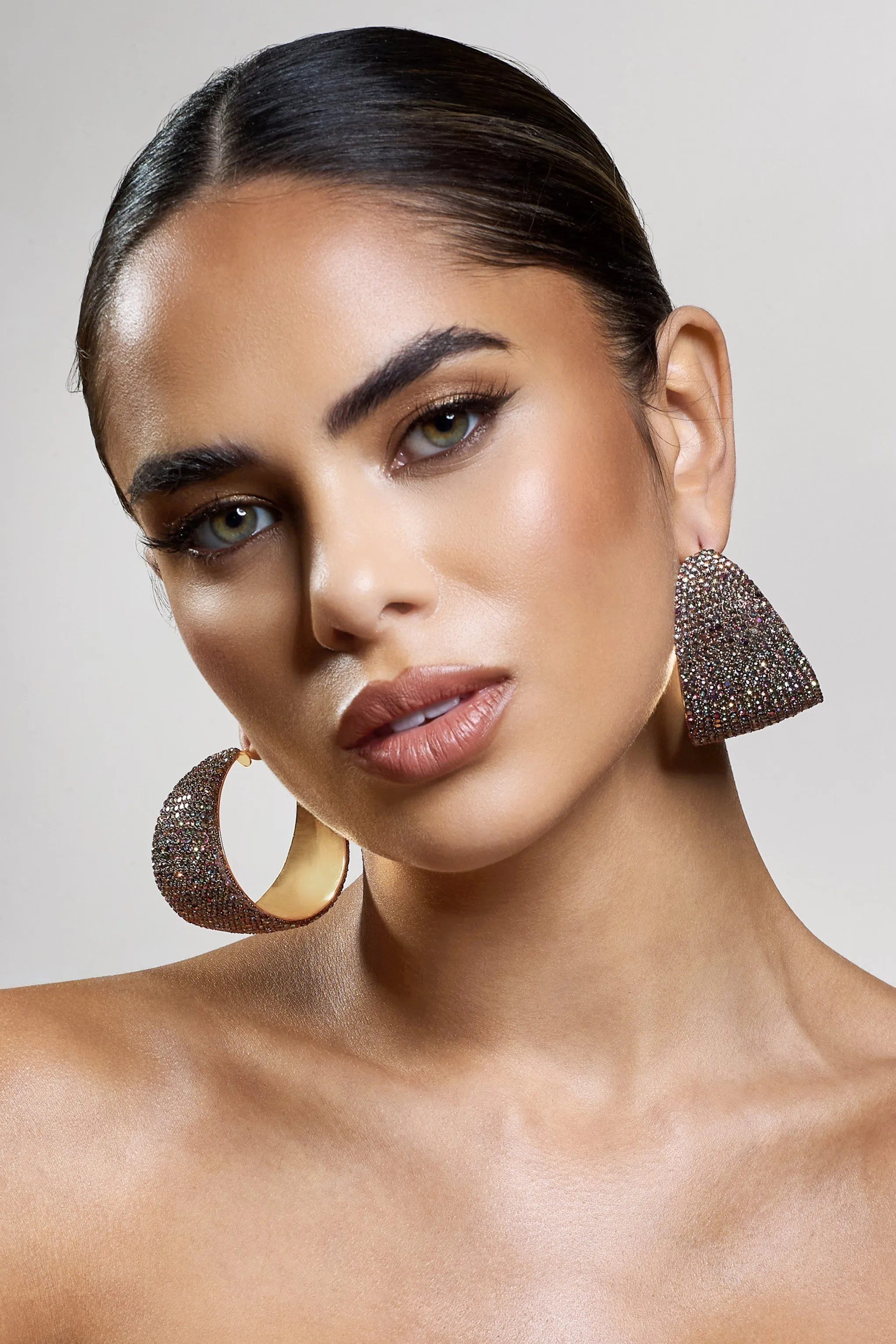 Twinkler | Iridescent Diamante Statement Chunky Hoop Earrings