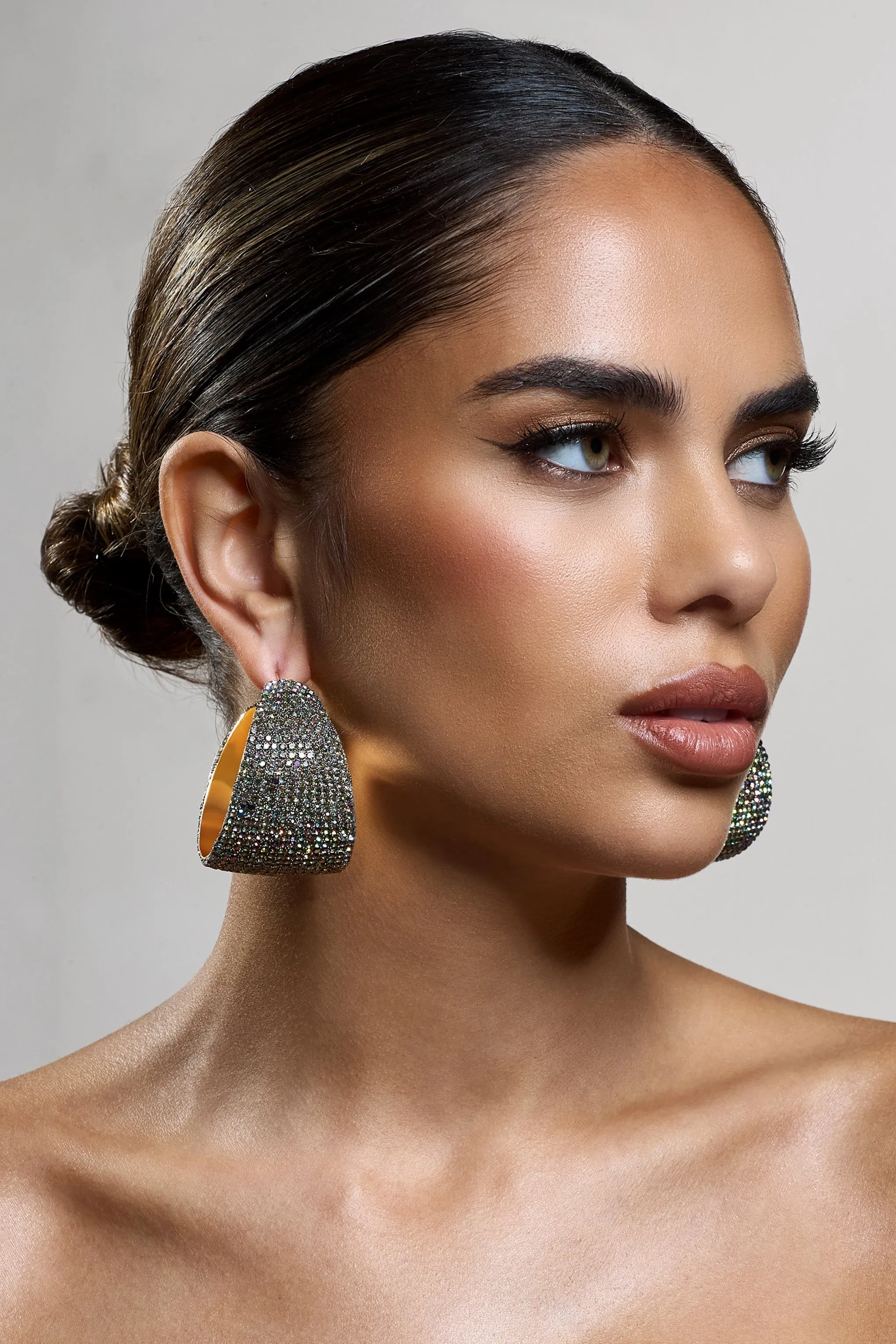 Twinkler | Iridescent Diamante Statement Chunky Hoop Earrings