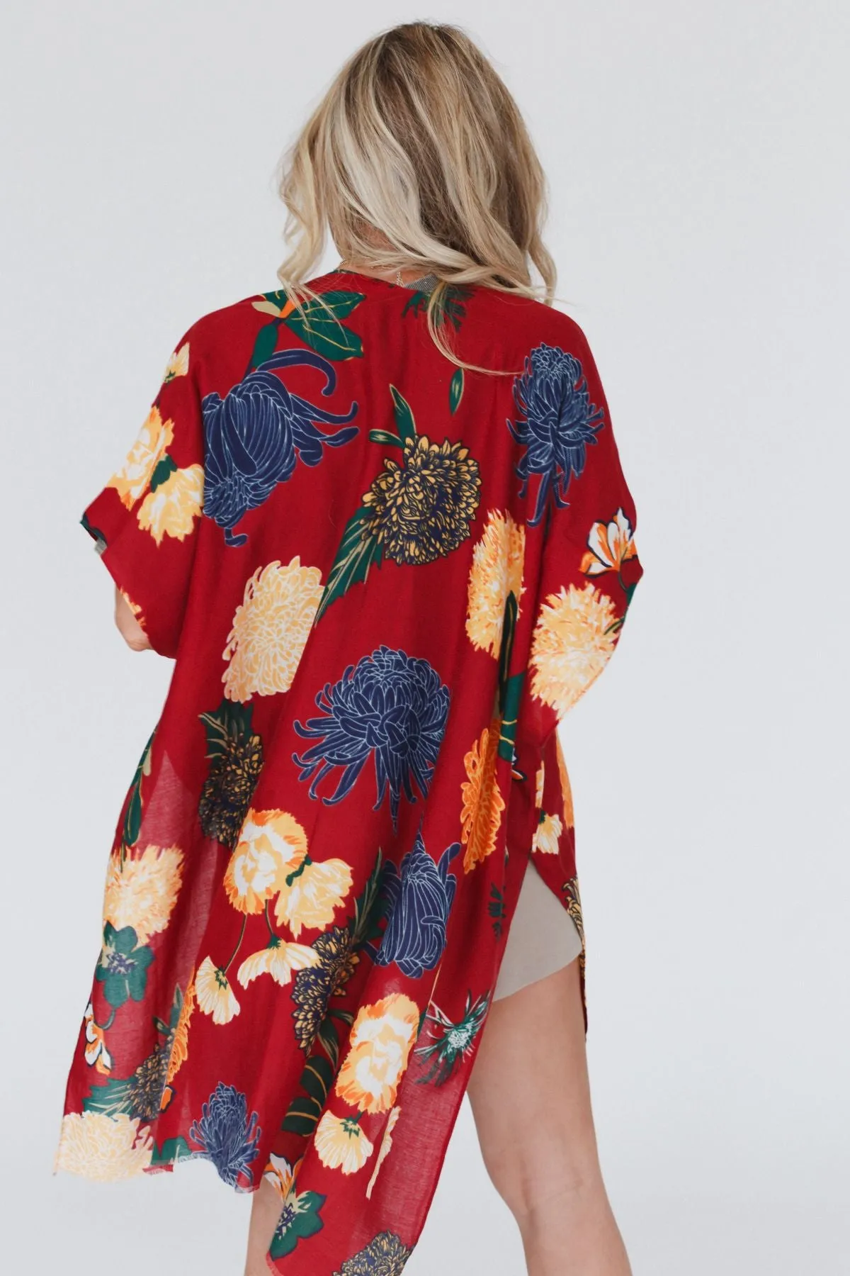 Tyler Floral Kimono - Red