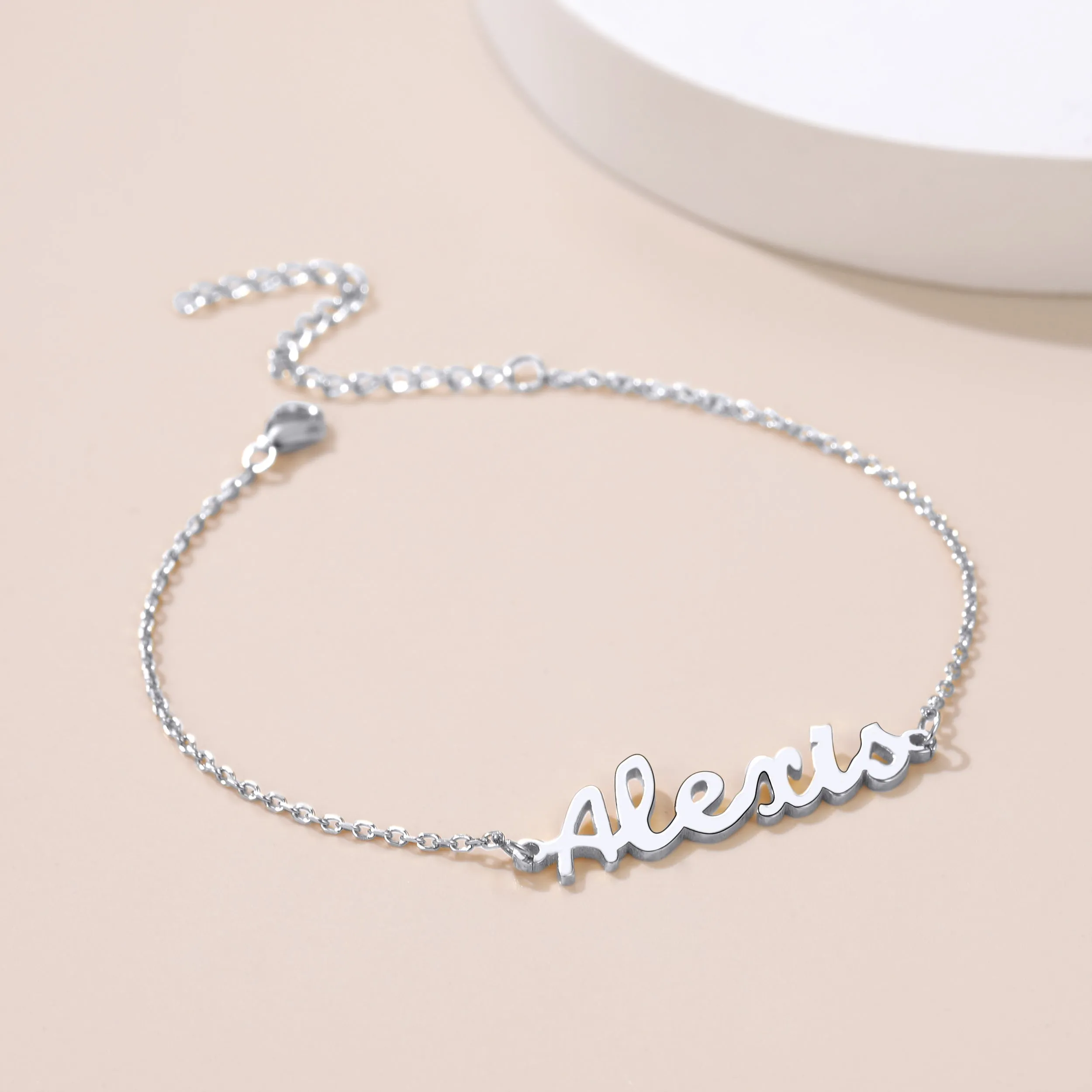 U7 Custom Name Anklet for Women Summer Gold Initial Ankle Bracelet