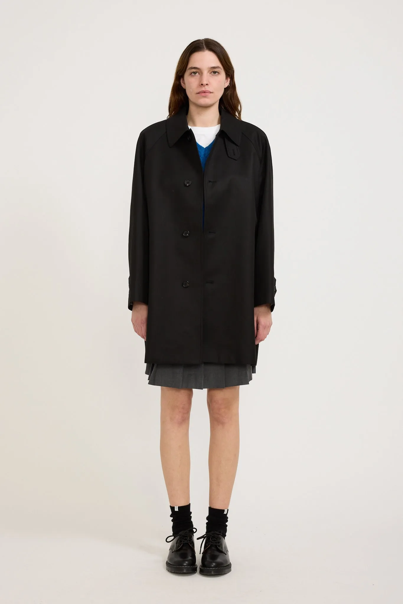 Unisex Cotton Half Mac Coat Black