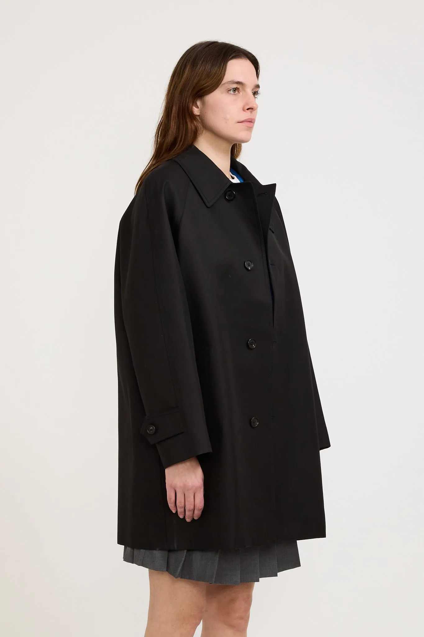 Unisex Cotton Half Mac Coat Black