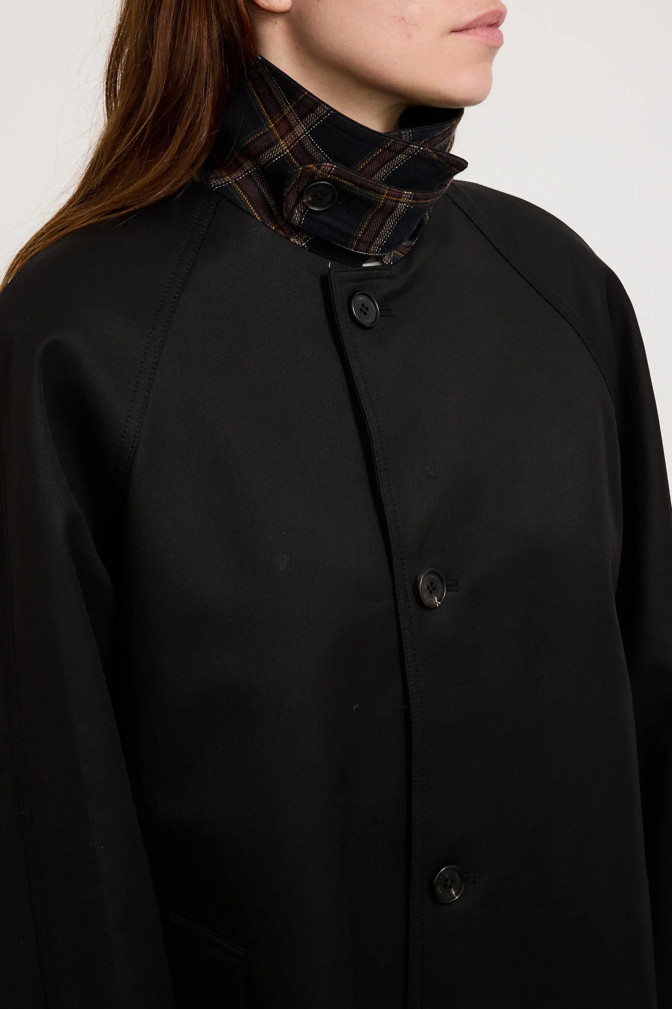 Unisex Cotton Half Mac Coat Black