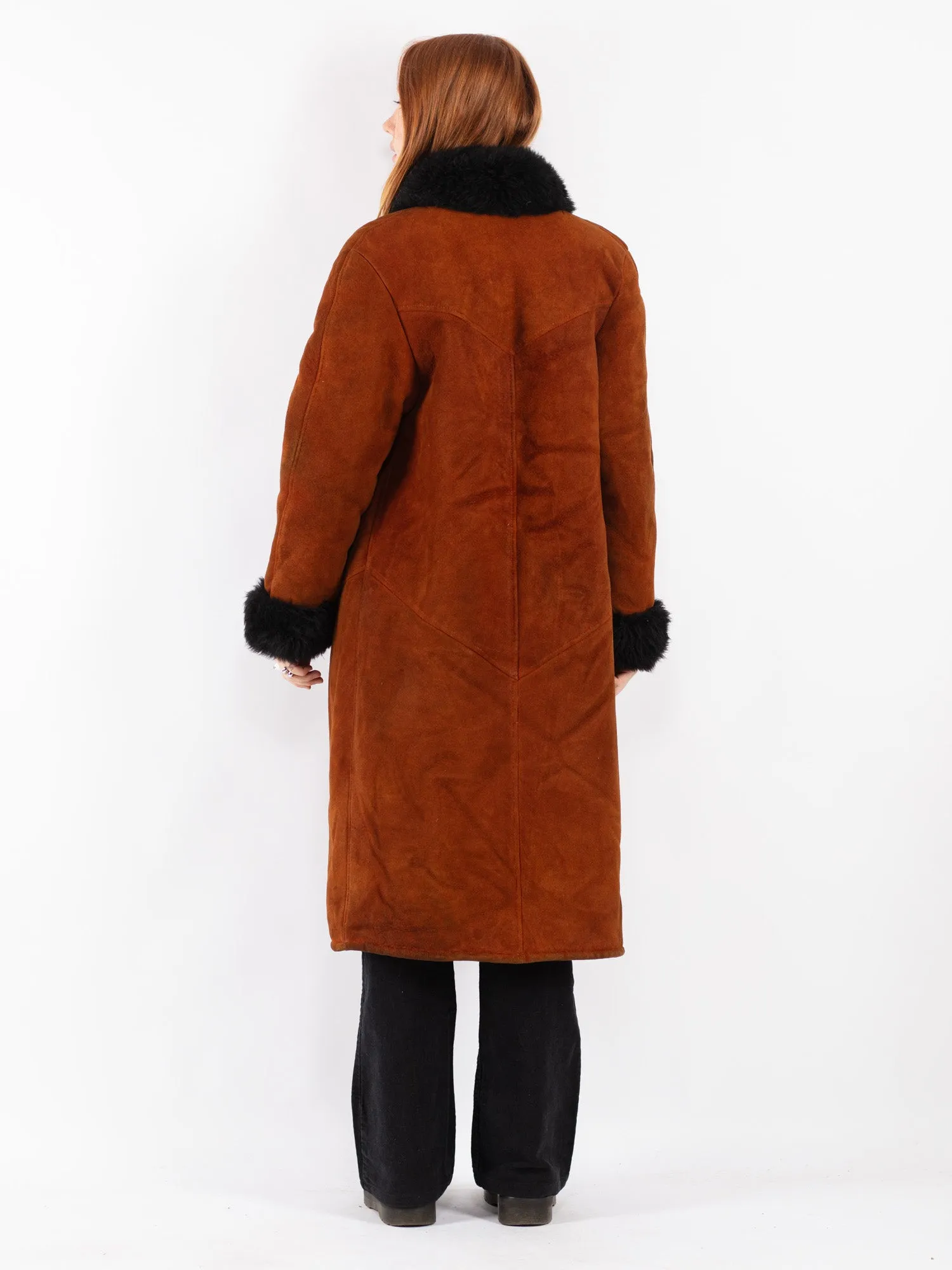 Vintage 70's Women Sheepskin Coat in Brown