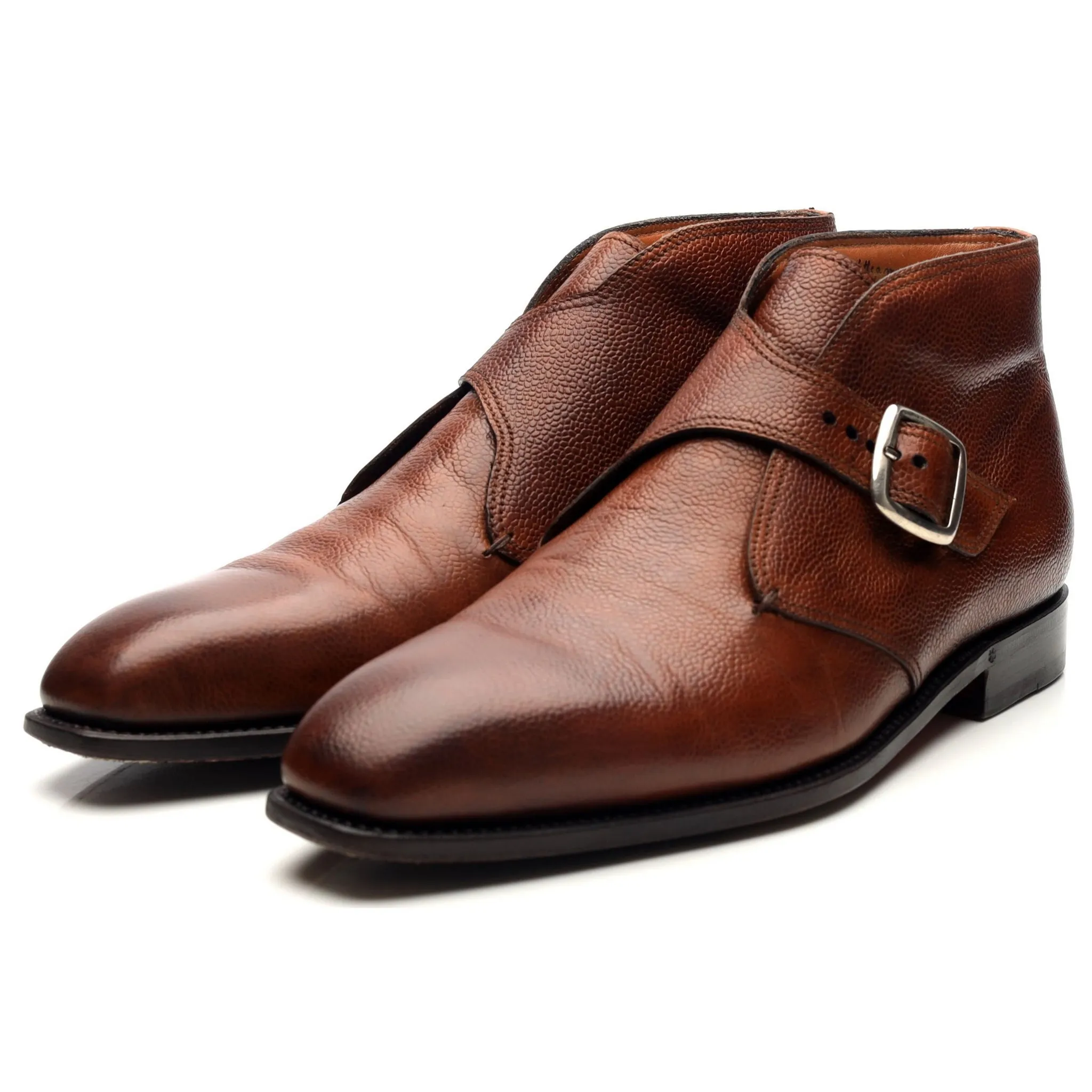 'Visionario' Tan Brown Leather Monk Strap Boots UK 9