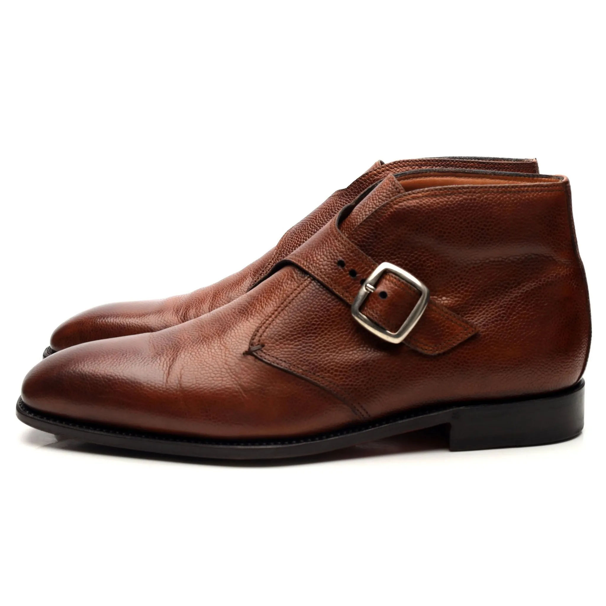 'Visionario' Tan Brown Leather Monk Strap Boots UK 9