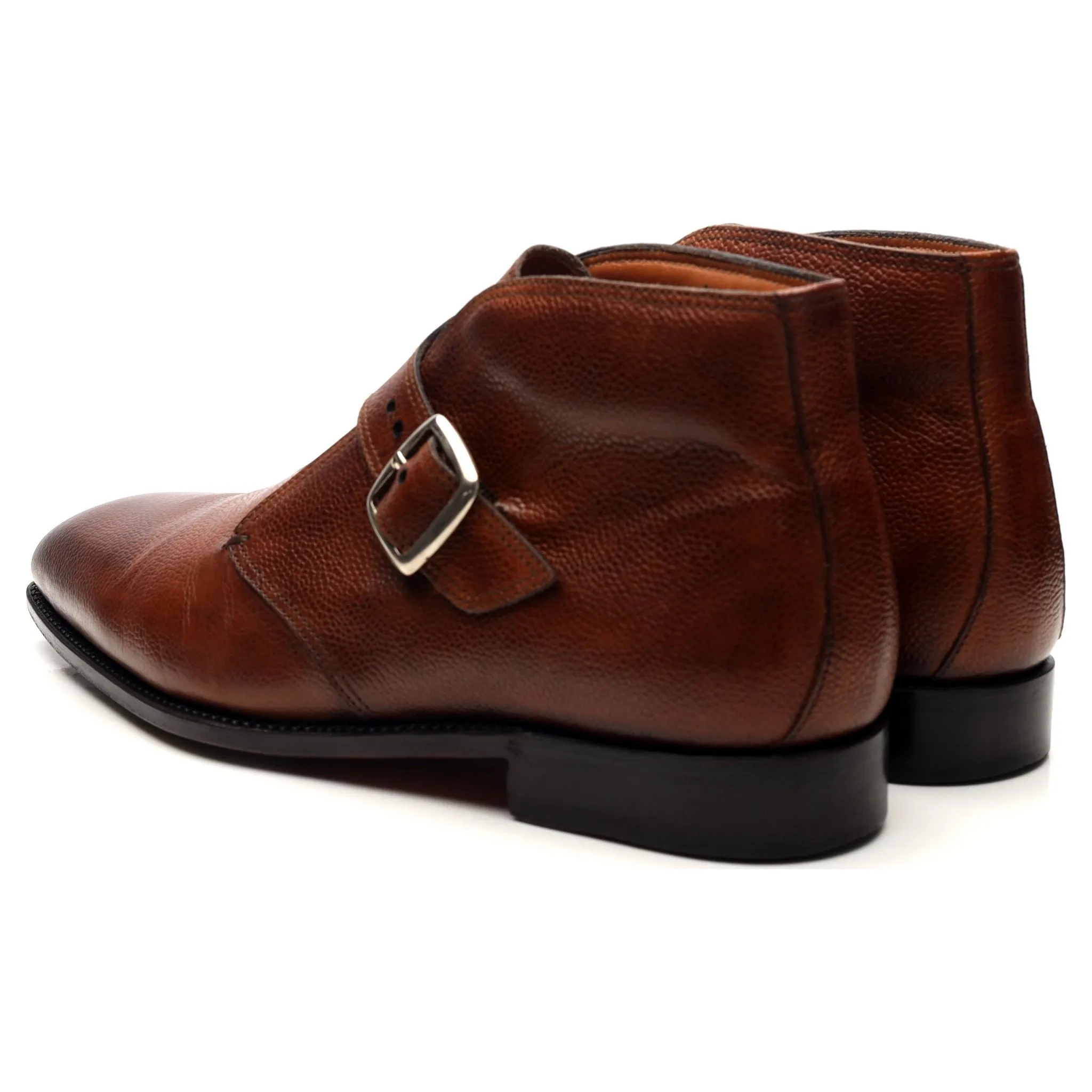 'Visionario' Tan Brown Leather Monk Strap Boots UK 9