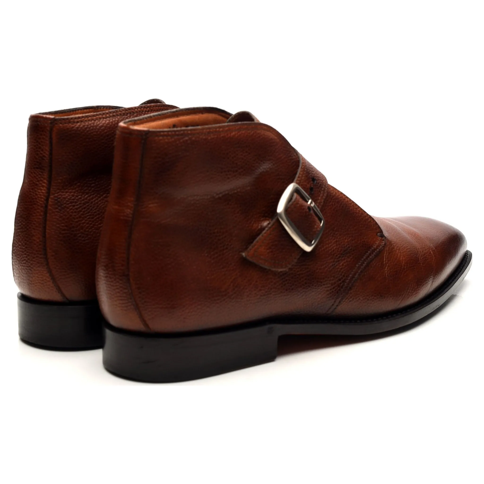 'Visionario' Tan Brown Leather Monk Strap Boots UK 9