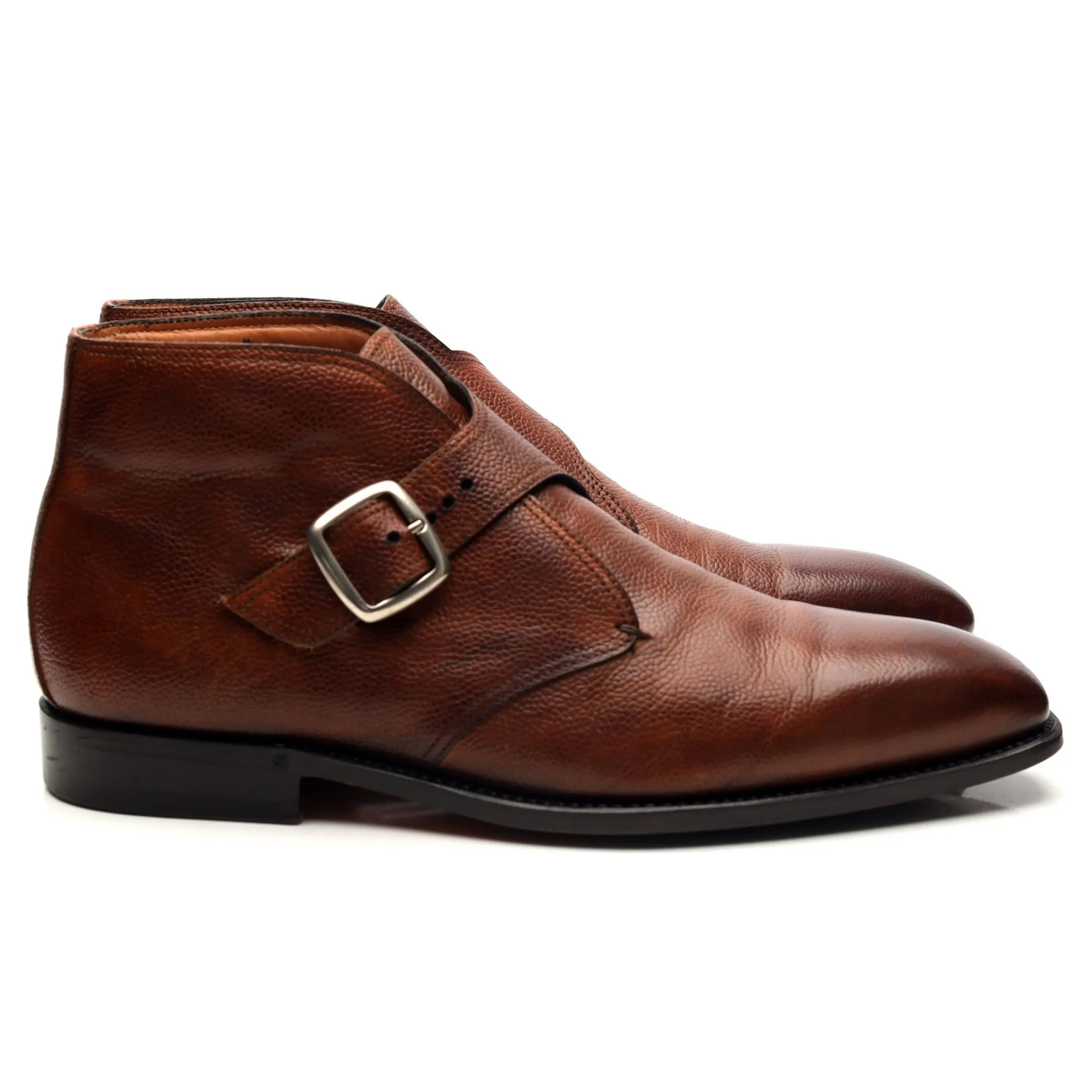 'Visionario' Tan Brown Leather Monk Strap Boots UK 9