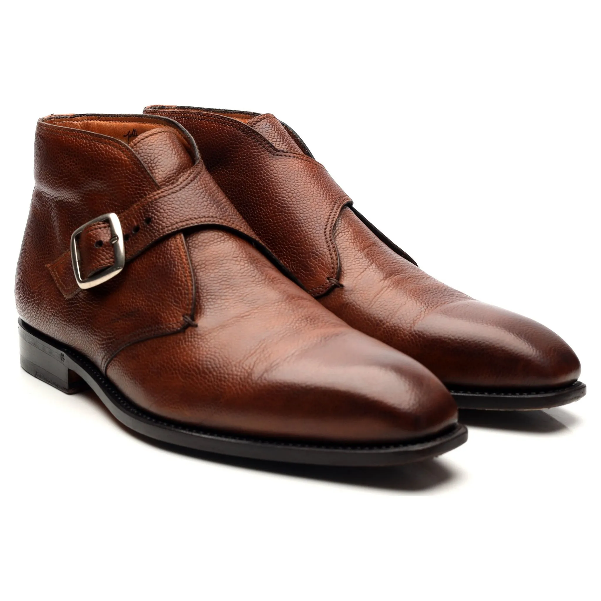 'Visionario' Tan Brown Leather Monk Strap Boots UK 9