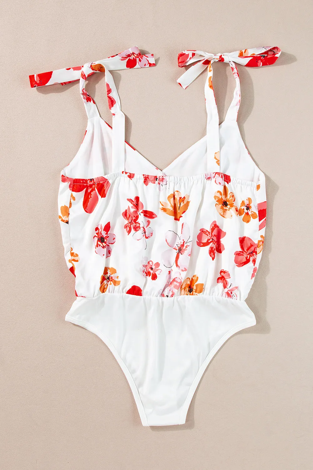 White Floral Button Wrap Sleeveless Bodysuit