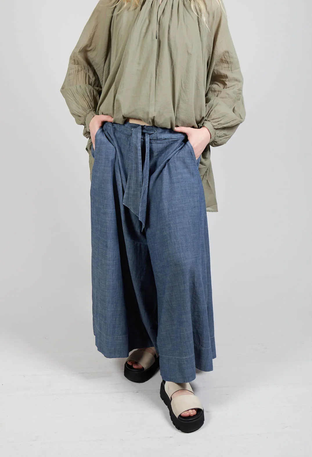 Wide Leg Culottes in Oyster Grey