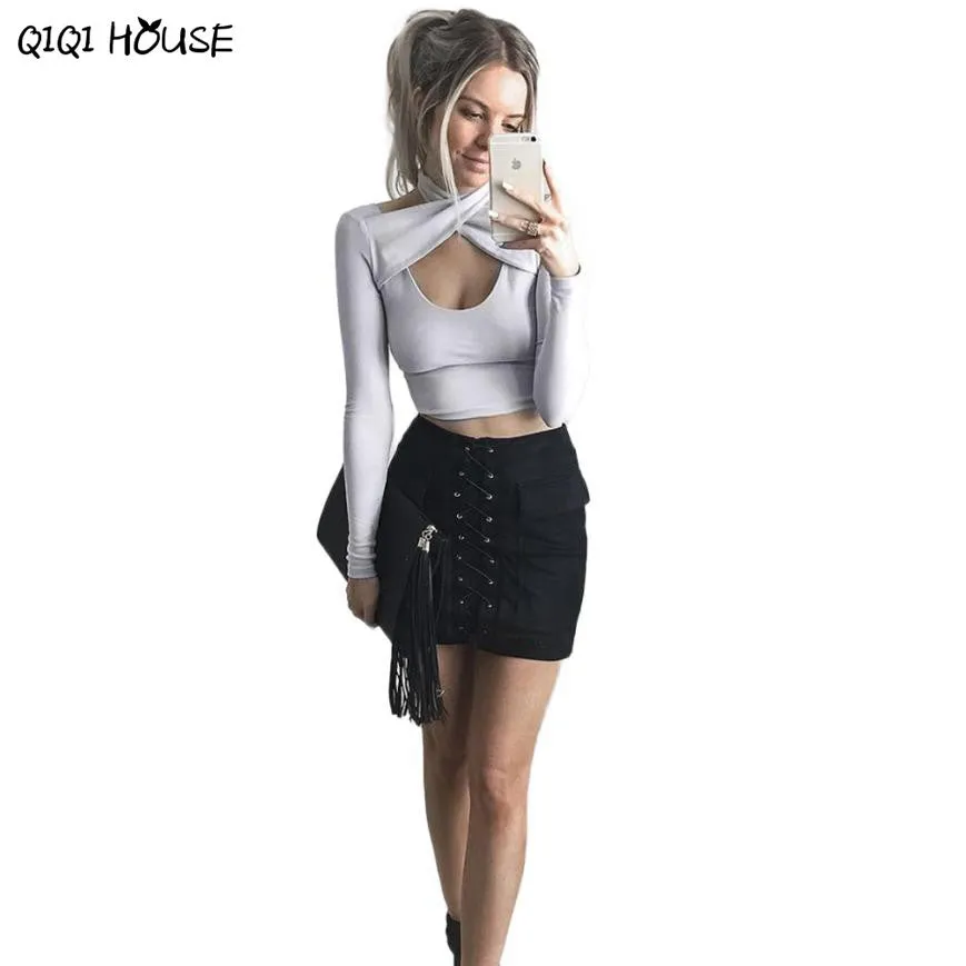 Women Clothes Sexy Halter Long Sleeve Tops Slim Casual Solid Autumn Outwear Top Chemise Femme#E907 SM6