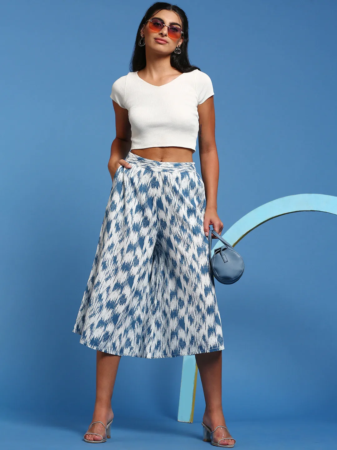 Women’s Printed Culottes Ink Blue