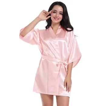 Women's Sexy Summer Silk and Satin Short Kimono Night Mini Bathrobe