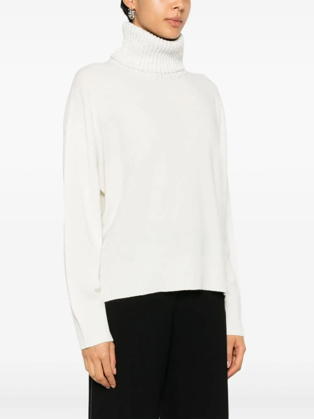 WOOL AND SILK BLEND TURTLENECK SWEATER