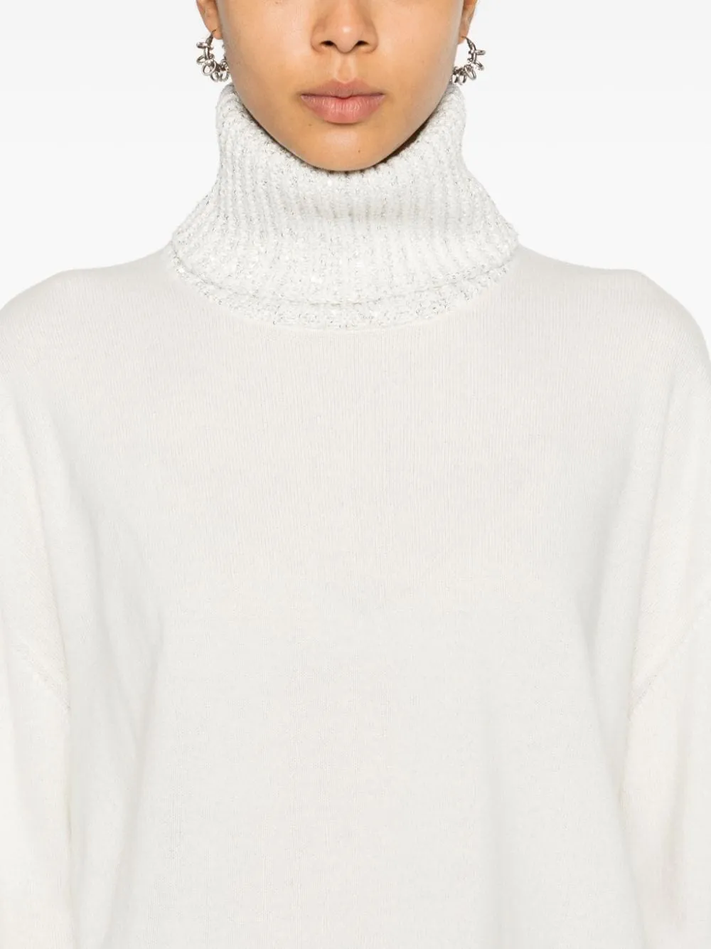 WOOL AND SILK BLEND TURTLENECK SWEATER