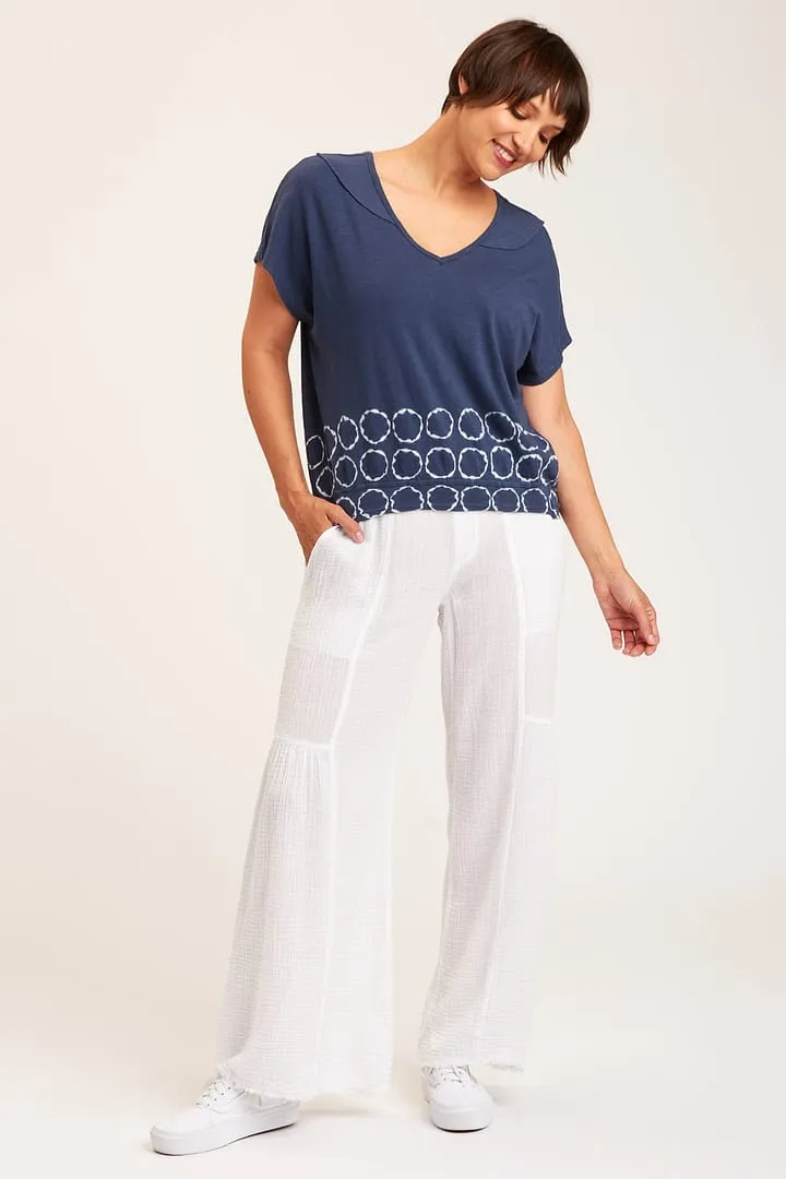 XCVI Elinore Wide Leg Cotton Gauze Pull on Pant