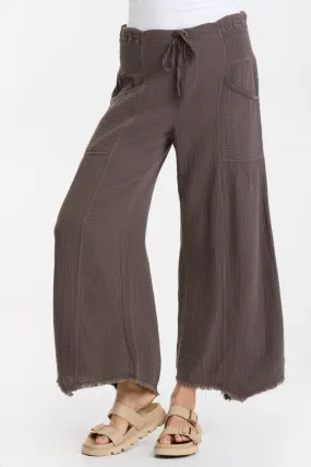 XCVI Graphite Cotton Gauze Wide Leg Pant