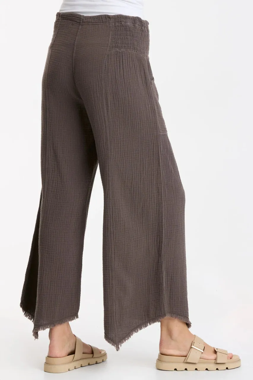 XCVI Graphite Cotton Gauze Wide Leg Pant