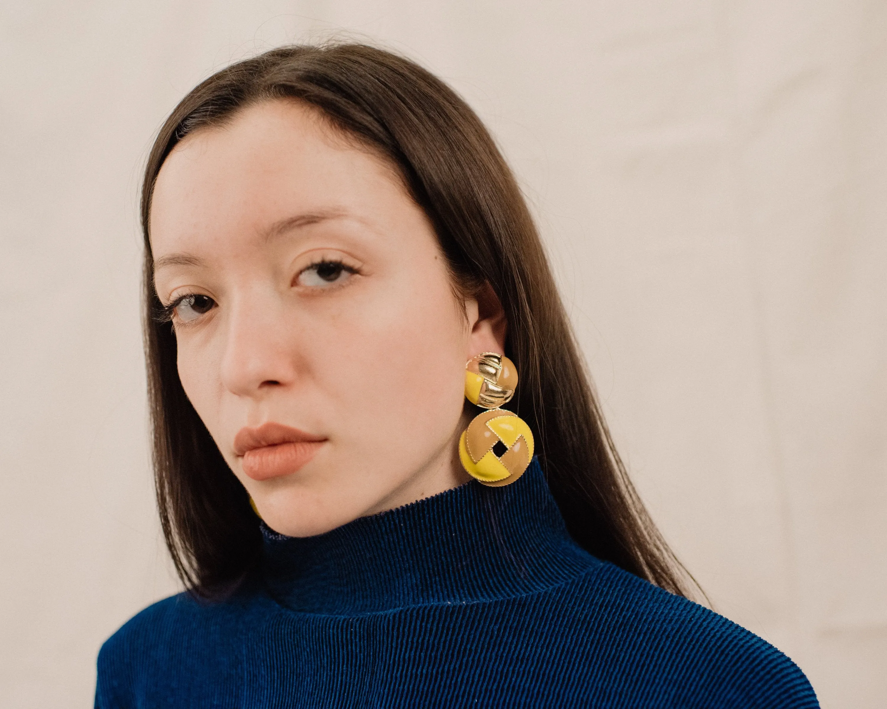 Yellow and Gold Chunky Statement Earrings