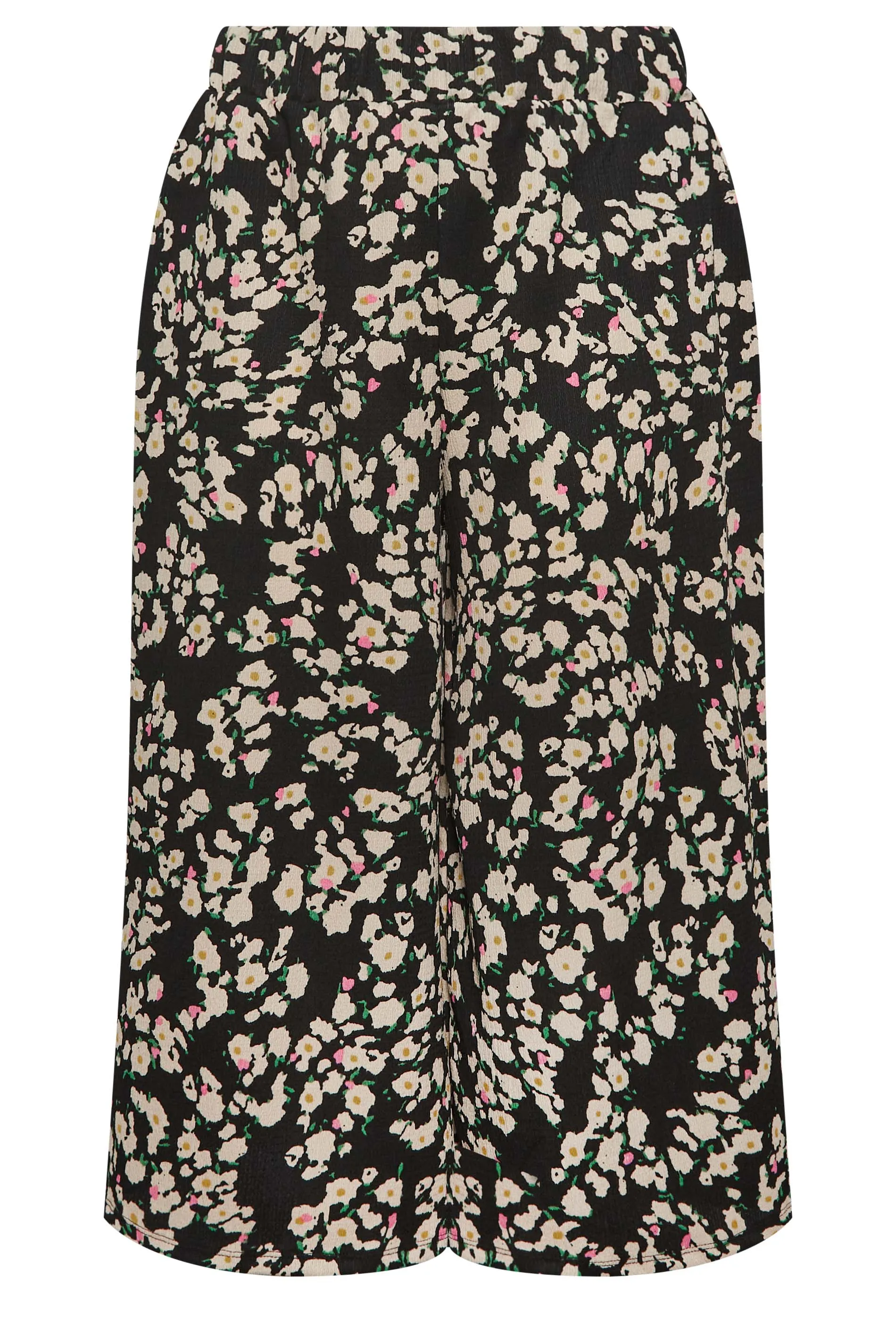 YOURS Curve Black Abstract Floral Print Midaxi Culottes